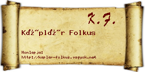 Káplár Folkus névjegykártya